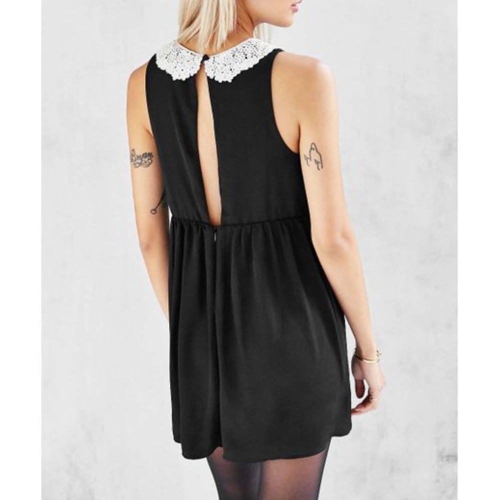 Black Lace Collar Baby doll Romper